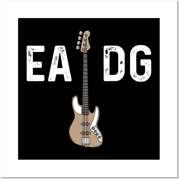 Cool Electric Bass Guitar EADG Distressed Design Wall Art by Midlife50